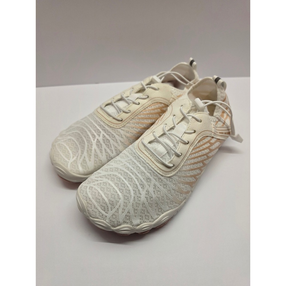 HF Barefoot Water Shoes Womens 40 White Rose Gold Mesh Athletic Swim Sneakers